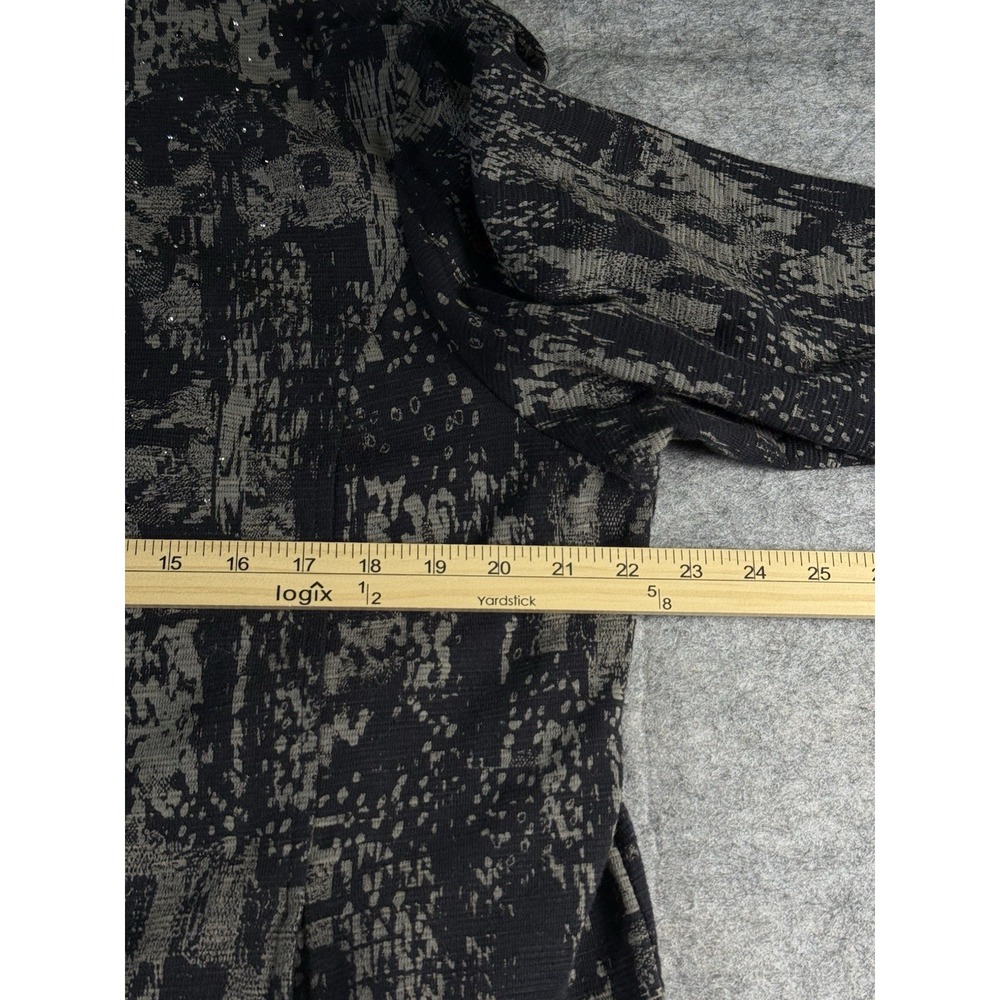 CJ Banks Black & Gray PrintLt Wt Cotton LS Zip Front Jacket Size 1X Sparkle - Picture 10 of 15